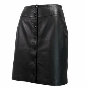 Vintage 80’s Italian Black Leather Mini Skirt Size 6